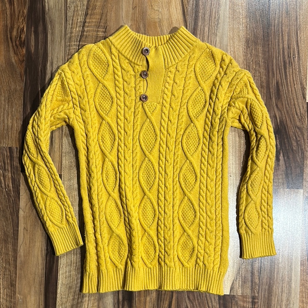 Boys Yellow Cable Knit Sweater Size 10/12